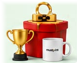 Trophy, gift box and branded mug