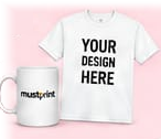 T-shirt and mug printed with your design